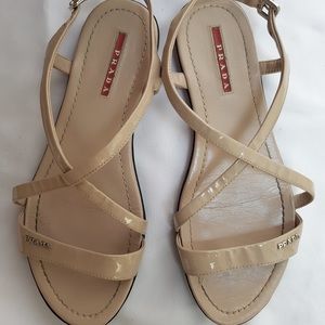 Prada Sport Patent Leather Crossover Sandals Sz. US 8/ IT 38